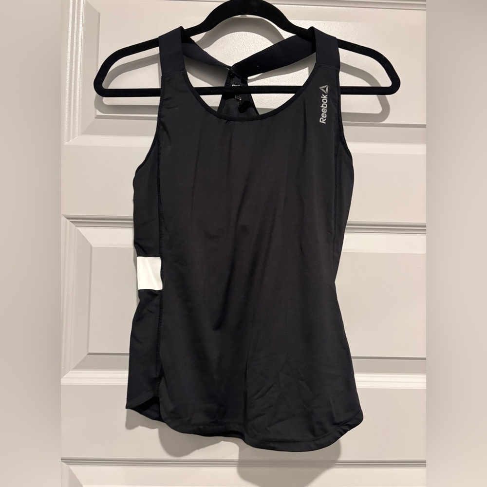 Reebok Activewear Athletic Tank Top Racer Back Black Playice Run Yoga Tennis